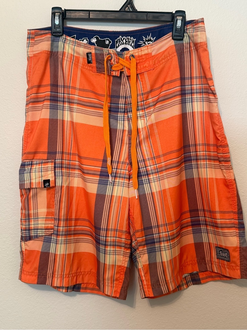 LOST Mayhem Orange Men’s Plaid Board Shorts skateboarding surfin 33